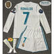 1718皇馬球衣主場(chǎng)歐冠決賽版7號C羅長(cháng)袖足球服拉莫斯復古兒童定制 長(cháng)袖-套裝【7號C羅】帶臂章 M碼/建議身高170-180cm