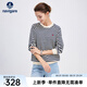 Navigare意大利小帆船女士衛(wèi)衣25春季新品圓領(lǐng)條紋女裝寬松顯瘦純棉上衣女 藍(lán)白條紋 M