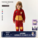 Teenie Weenie Kids小熊童裝24秋季款男女寶寶連帽撞色針織外套 紅色 110 cm