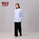 無印良品（MUJI）女式 易干平紋寬版盤扣襯衫 女士襯衣外套內(nèi)搭春季款新中式女裝 藍色條紋 L (165/88A)