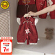 G.DUCKKIDS小黃鴨嬰兒衣服夏季新生兒連體衣滿月百日抓周男女寶寶周歲禮服裝 25272款 紅色 66cm 3-6個月(建議寶寶10-13斤)