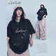 CBXLAB街舞潮牌黑色涂鴉做舊夏季寬松T恤美式復古街頭辣妹短袖潮 【現貨】涂鴉大T【48小時(shí)內發(fā)】 L