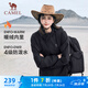 駱駝（CAMEL）梭織加絨連帽風衣女防潑水防風外套 J23CAYL6066 幻影黑 S