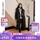 朗姿【王楚然同款】霍爾多巴吉白鵝絨中長款外套女冬季新款羽絨服 黑色 L