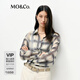 MO&Co.襯衫2025春新品洗舊漸變格紋潑墨斑駁印花寬松棉質(zhì)MBE1SHT021 黑白格色 S 160