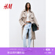 H&M女裝風(fēng)衣秋季通勤英倫風(fēng)斜紋布雙排扣大翻領(lǐng)廓形風(fēng)衣1202758 米色 L 170/104