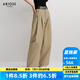 艾諾絲雅詩【商場同款】2025春季新品100%棉高腰顯瘦闊腿褲直筒褲女40223036 砂石色 L