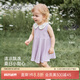 babylove女寶寶連衣裙夏季純棉紗布嬰兒裙子刺繡無袖甜美公主裙 藤紫色 100 cm