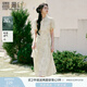 香影綠色新中式天絲連衣裙女2025夏裝新款高腰盤扣立領(lǐng)輕國風(fēng)裙子 果綠 S 155/80A/85-95斤