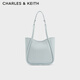 CHARLES&KEITH大容量通勤單肩托特包子母包生日禮物CK2-30782647 Sea Salt Blue海鹽藍 M