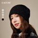 CACUSS亮片帽子女秋季新款針織堆堆帽時尚套頭毛線帽保暖包頭冷帽 黑色