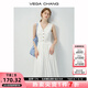 VEGA CHANGVEGA CHANG白色連衣裙女2025新款夏簡(jiǎn)約設計感法式V領(lǐng)繡花背心裙 象牙白 S