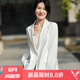 牧什春夏西裝外套女純色正裝職業(yè)裝開(kāi)衫女單扣帶口袋休閑小西裝CQ305 白色 S