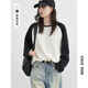 CHIC VEN 2025秋季新款韓系撞色插肩袖T恤雪花棉休閑長袖打底衫女chicven 白色 M （55-65公斤）