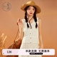 紫涵（ZIHAN）紫涵鏤空無袖針織馬甲女夏季法式度假風(fēng)復(fù)古鉤花開衫馬夾 米金 XL