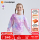 moodytiger女童衛(wèi)衣吸濕透氣春秋裝兒童衛(wèi)衣柔軟親膚彈力印花圓領運動上衣 精靈紫 150 cm