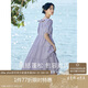 茵曼（INMAN）田園清新連衣裙夏季女氣質(zhì)A字泡泡袖蛋糕裙子 紫色 L 