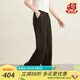 金菊【提花桑蠶絲休閑褲】2025夏季舒適后腰松緊真絲闊腿西裝褲女褲子 黑色 XL XL(170/76A)