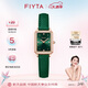 飛亞達(dá)（FIYTA）女士手表傾城系列小綠表綠皮帶時(shí)尚女表套裝 節(jié)日禮物禮盒