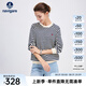 Navigare意大利小帆船女士衛(wèi)衣25春季新品圓領(lǐng)條紋女裝寬松顯瘦純棉上衣女 藍(lán)白條紋 M