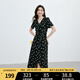 紅袖波點(diǎn)收腰連衣裙夏季2024新款女裝V領(lǐng)顯瘦減齡氣質(zhì)黑色顯白雪紡裙 黑底米點(diǎn)818 M