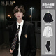 洛科馳日系學(xué)院風(fēng)dk男生制服西裝套裝熱血高校校服痞帥感jk西服外套 三件套【黑色西服+白色襯衫+黑色 XL 135-150斤可穿