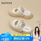 達(dá)芙妮（DAPHNE）板鞋女厚底增高半托鞋2024夏季新款舒適百搭大頭鞋平底穆勒女鞋 米杏 37