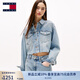 TOMMY JEANS25新款秋冬女裝純棉美式潮流醒目大旗標(biāo)寬松短牛仔外套21063 牛仔藍(lán)1A5 XS （推薦：80-100斤）