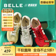 百麗（Belle）跑道歪頭德訓(xùn)鞋女25秋新商場(chǎng)款網(wǎng)面透氣薄底休閑鞋E3H1DCM5 紅色 38 (240mm)