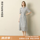 顏域波點(diǎn)襯衫領(lǐng)連衣裙女夏2025新款A(yù)字寬松法式復(fù)古五分袖中長(zhǎng)裙 黑白點(diǎn) 2XL