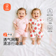 貝瑞加（Babyprints）嬰兒連體衣2件裝新生兒純棉爬服夏季短袖寶寶哈衣薄款內(nèi)衣 粉59