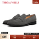THOM WILLS樂福鞋男真皮商務皮鞋圓頭套腳休閑皮鞋一腳蹬男鞋 深灰色A924-2 43 /8.5碼