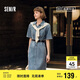 森馬（Semir）[森柔牛仔]牛仔連衣裙女夏工裝風(fēng)收腰港風(fēng)中長(zhǎng)裙103324114001