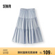 森馬半身裙女寬松A字白色長(zhǎng)裙25春季肌理垂感蛋糕裙109125120002