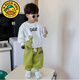 G.DUCKKIDS新款寶寶衛(wèi)衣褲套裝男童秋裝小童春季薄款長(zhǎng)袖兩件套嬰兒春秋衣服 綠色霸王龍?zhí)籽b 100 建議85-95厘米