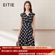 愛特愛（EITIE）時(shí)尚撞色波點(diǎn)V領(lǐng)收腰顯瘦無袖連衣裙2025夏季新款公主裙B2507624 極簡(jiǎn)黑22 M (160)