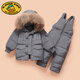 G.DUCKKIDS小黃鴨新款寶寶兒童羽絨服分體套裝男女童嬰兒1-2-3歲加厚洋氣冬 灰色 100 (建議身高95-105厘米)