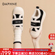 達(dá)芙妮（DAPHNE）厚底毛毛鞋2025新款冬季加絨女鞋保暖舒適休閑板鞋女款棉鞋 黑色 跟高3CM 38 標(biāo)準(zhǔn)碼