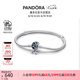 潘多拉（PANDORA）Moments閃耀月亮鏈扣蛇骨鏈?zhǔn)宙溗{(lán)色星月七夕情人節(jié)禮物送女友