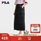 FILA 斐樂官方女士梭織裙2025夏季新款休閑涼感防曬半身裙工裝裙 正黑色-BK L 170/70A/L