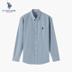 U.S. POLO ASSN.純棉襯衫男秋季商務(wù)休閑上衣男士寬松免燙長(cháng)袖襯衣 綠色格 3XL
