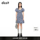 DZZIT【爆款補單】碎花裙明星同款地素連衣裙夏季度假風(fēng)女 深藍色(吊帶款) S