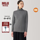 無(wú)印良品（MUJI）女式 棉厚款 高領(lǐng)長(zhǎng)袖T恤 女士女款上衣打底衫冬季  FCD15C4A 中灰色 M 160/84A