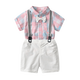 邦詩婕黎夏季嬰幼兒套裝男寶寶短袖襯衫背帶褲滿月服百天禮服周歲紳士西裝 (包屁)襯衫+領(lǐng)結(jié)+背帶褲 90