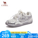 駱駝（CAMEL）月牙德訓(xùn)鞋女百搭板鞋網(wǎng)面休閑鞋 L25S577059B 米/銀(蕾絲面) 38
