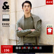 杰克·瓊斯（JACK&JONES）25年男裝秋季長(zhǎng)袖t恤男華夫格涼感純色亨利領(lǐng)口字母刺繡打底衫T恤 E03深地衣綠 M （175）