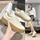 UNITESWAY小白鞋女秋季時(shí)尚百搭女鞋復(fù)古簡約風(fēng)休閑鞋女輕便透氣運(yùn)動(dòng)板鞋女 米白色 36