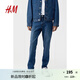 H&M男裝夏季牛仔褲直筒褲中腰彈力棉質(zhì)長褲5袋式1008549 深牛仔藍032 170/86 34/30