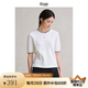 旅途原品ltyp 長(zhǎng)絨棉撞色卷邊針織短袖T恤 極簡(jiǎn)圓領(lǐng)氣質(zhì)上衣女夏 象牙白 M