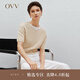 OVV2024春夏新款女裝基礎(chǔ)簡約圓領(lǐng)套頭休閑易搭短袖針織衫 卡其（凈色）07 L